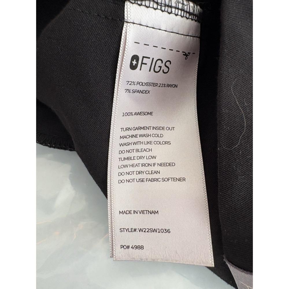 FIGS Black Inala Slim Scrub Top Mandarin Collar 3 Pocket Women's Small Onyx - Picture 8 of 8